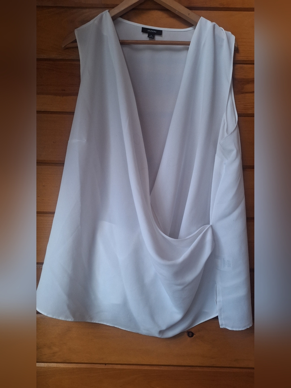 Alfani drape front sleeveless blouse in white 🤍 XL